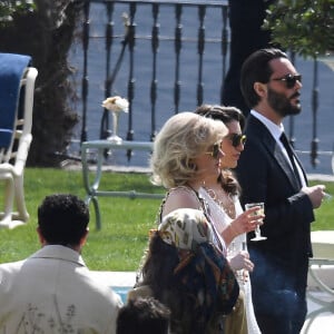 Jared Leto et Al Pacino tournent une scène en extérieur pour le film "House of Gucci" (Gucci) à la villa Balbiano sur le Lac de Côme le 17 mars 2021.