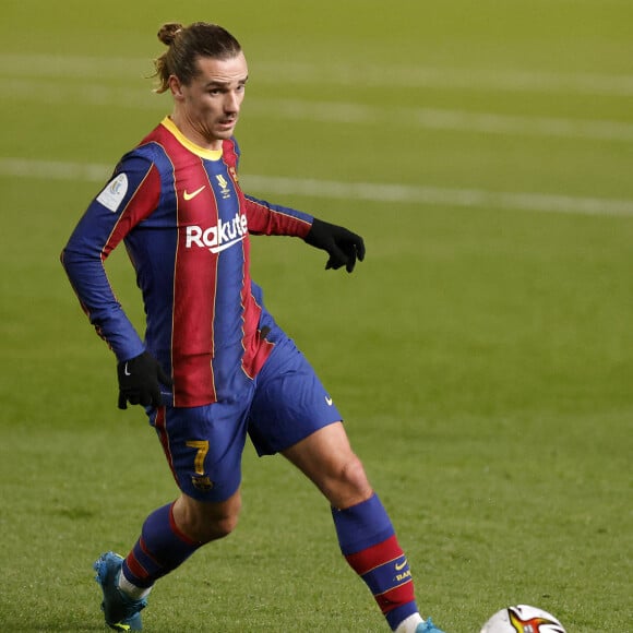 Antoine Griezmann lors de la demi-finale de Supercoupe d'Espagne, Real Sociedad - FC Barcelona (1-1) à Cordoba. Le 13 janvier 2021. © Alterphotos / Panoramic / Bestimage