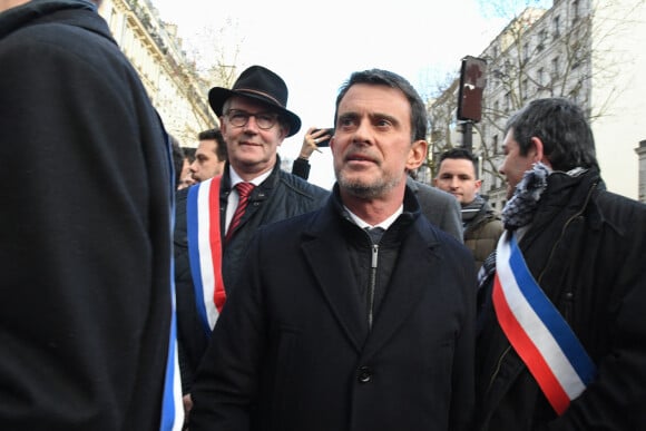 Manuel Valls lors de la Marche blanche en hommage à Mireille Knoll, une octogénaire assassinée, et contre l'antisémitisme à Paris le 28 mars 2018. © Lionel Urman/Bestimage 