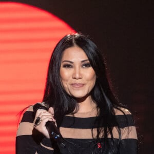 Exclusif - Anggun à l'enregistrement de l'émission "Sidaction, ensemble contre le Sida - Merci Line" au Paradis Latin à Paris. Le 1er mars 2021. © Coadic Guirec - Cyril Moreau / Bestimage