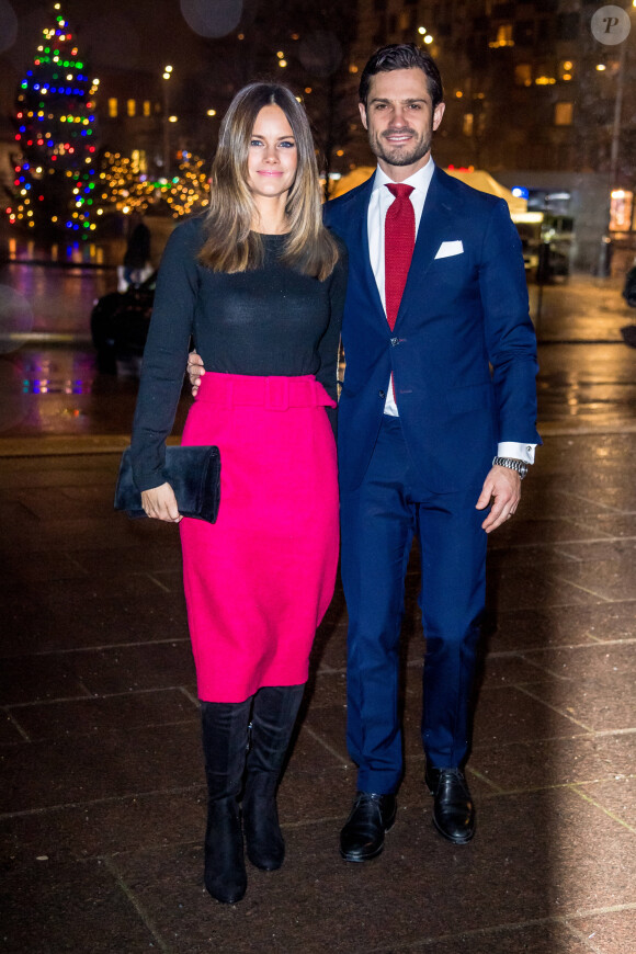 Le prince Carl Philip et la princesse Sofia de Suède lors du concert "Christmas in Vasastan" en l'église Gustaf Vasa à Stockholm. Le 21 décembre 2019
