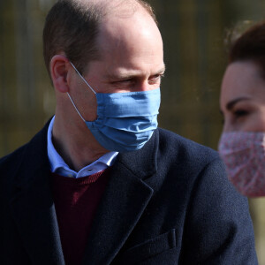 Le prince William, duc de Cambridge, et Kate Middleton, duchesse de Cambridge, visitent l'école "School 21" à Londres, le 11 mars 2021.