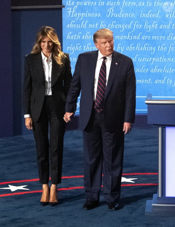 Donald Trump et sa femme Melania Trump - premier débat entre Donald Trump et Joe Biden à Cleveland dans l'Ohio. Le 29 septembre 2020.