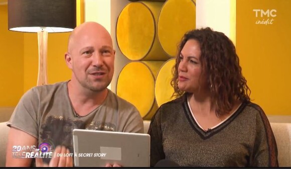 Julie et Christophe de "Loft Story" dans le documentaire de TMC "20 ans de télé-réalité, du Loft à Secret Story", sur TMC, le 7 avril 2021