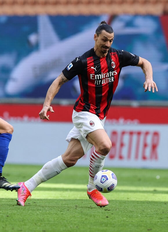 Zlatan Ibrahimovic lors du match AC Milan - UC Sampdoria. Milan, le 3 avril 2021.