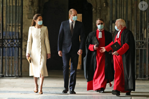 Le prince William, duc de Cambridge, et Catherine (Kate) Middleton, duchesse de Cambridge, lors d'une visite au centre de vaccination de l'abbaye de Westminster à Londres, Royaume Uni, le 23 mars 2021.