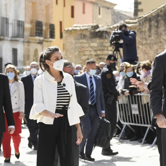 Le roi Felipe VI et la reine Letizia d'Espagne en visite à Fuendetodos, à l'occasion du 275ème anniversaire de la naissance du peintre espagnol Francisco de Goya. Le 29 mars 2021