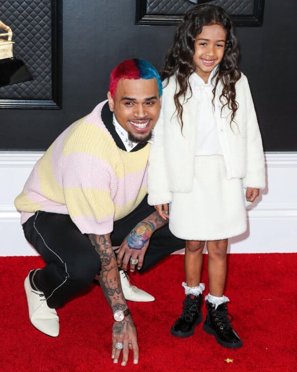 Chris Brown et sa fille Royalty Brown - 62ème soirée annuelle des Grammy Awards à Los Angeles, le 26 janvier 2020.