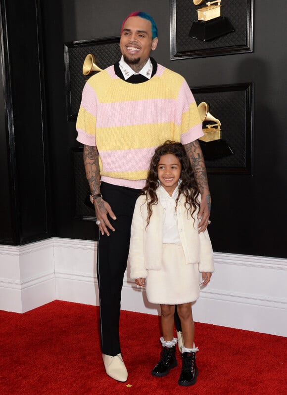 Chris Brown et sa fille Royalty - 62ème soirée annuelle des Grammy Awards à Los Angeles, le 26 janvier 2020.