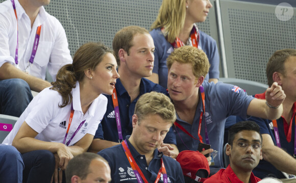 Le prince Harry, le prince William et Kate Middleton lors des Jeux Olympiques de Londres en 2012.