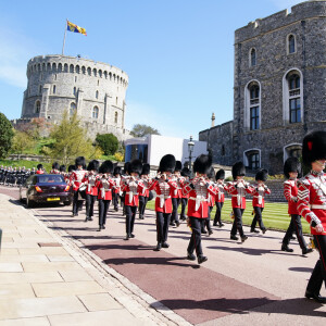 Atmosphère avant les funérailles du prince Philip, duc d'Edimbourg à la chapelle Saint-Georges du château de Windsor, Royaume Uni, le 17 avril 2021.