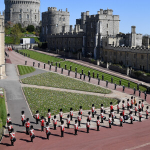 Atmosphère avant les funérailles du prince Philip, duc d'Edimbourg à la chapelle Saint-Georges du château de Windsor, le 17 avril 2021.