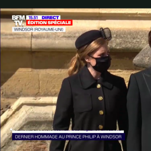 La princesse Beatrice d'York et son mari Edoardo Mapelli Mozzi - Obsèques du prince Philip au château de Windsor, samedi 17 avril 2021.