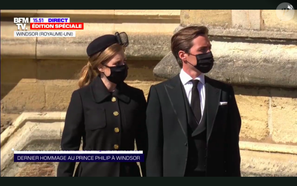 La princesse Beatrice d'York et son mari Edoardo Mapelli Mozzi - Obsèques du prince Philip au château de Windsor, samedi 17 avril 2021.
