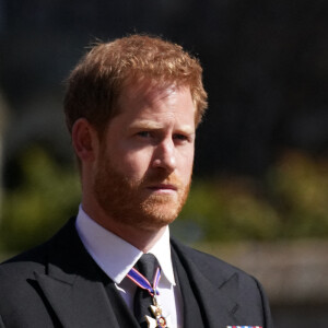 Le prince Harry - Obsèques du prince Philip à la chapelle Saint-Georges du château de Windsor, le 17 avril 2021.