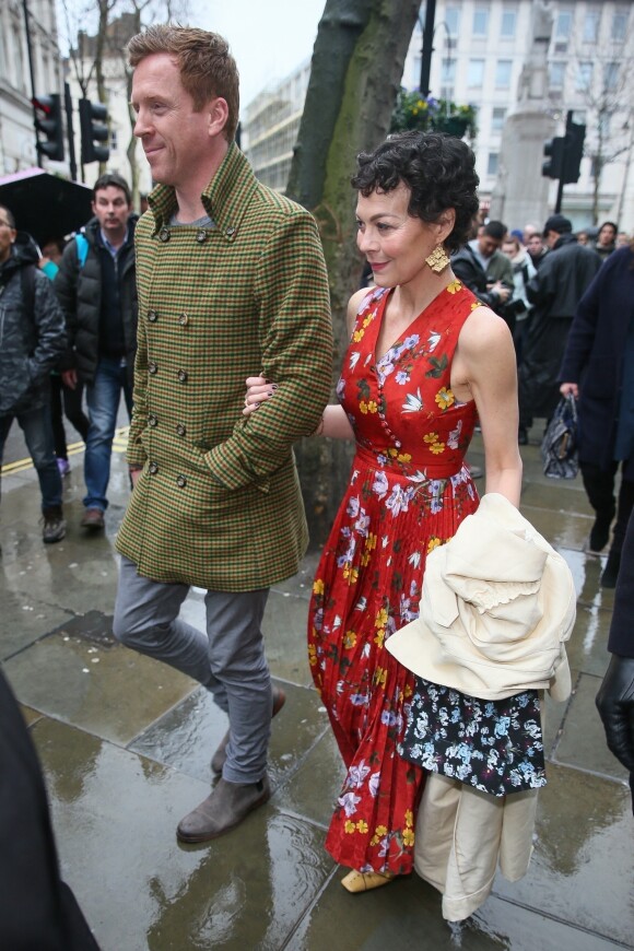 Damian Lewis et sa femme Helen McCrory à la sortie du défilé de mode Erdem Moralioglu à Londres. Le 19 février 2018