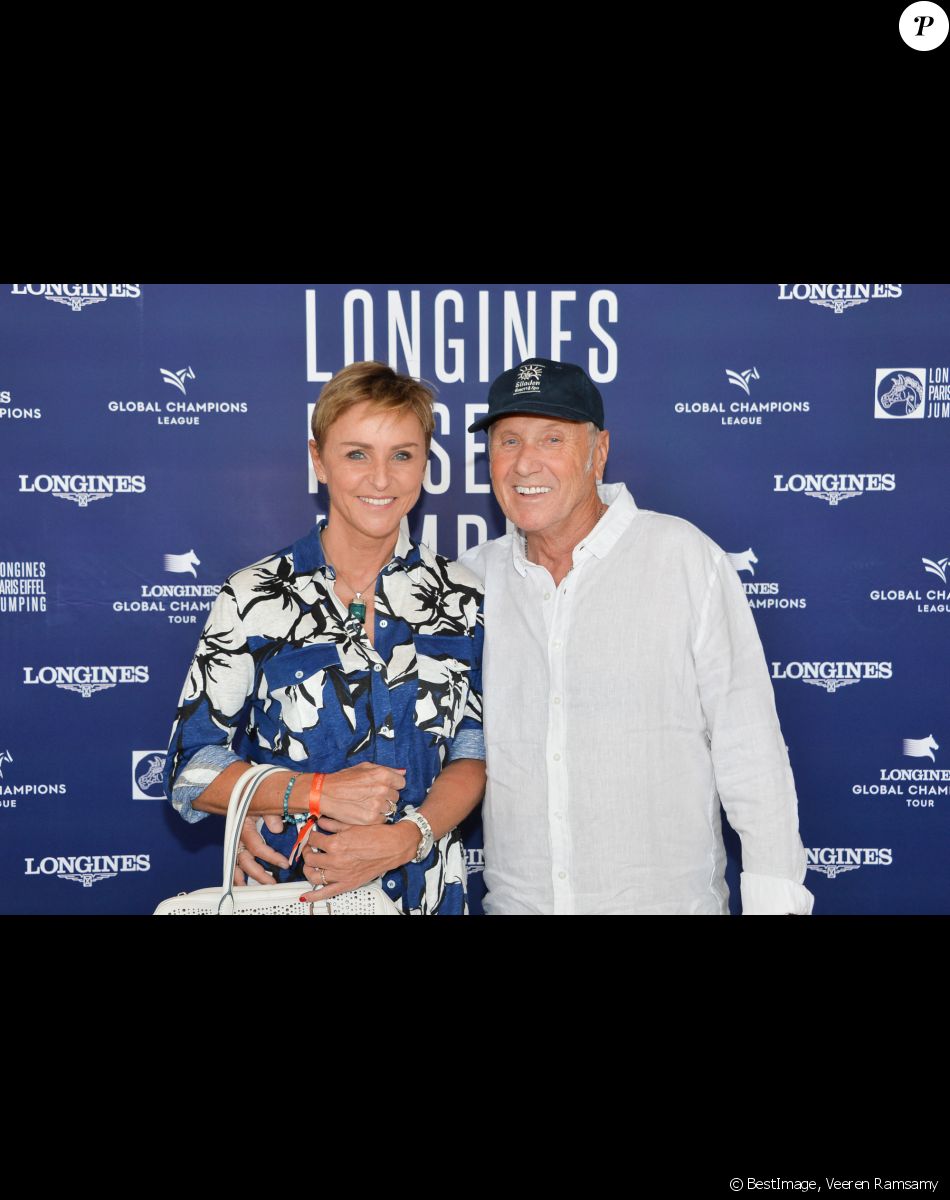 Exclusif - Yves Renier et sa femme Karin - Photocall du déjeuner - Longines Paris Eiffel Jumping au Champ de Mars à Paris, France, le 5 juillet 2019. © Veeren Ramsamy/Bestimage