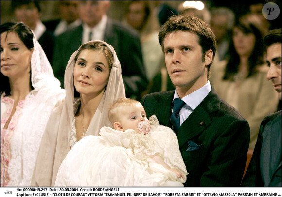 Baptême de la princesse Vittoria, le fille du prince Emmanuel Philibert de Savoie et Clotilde Courau, en Italie en 2004.