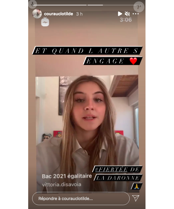 Clotilde Courau fière de sa fille Vittoria, sur Instagram le 27 avril 2021.