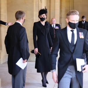 Catherine Kate Middleton, la duchesse de Cambridge - Arrivées aux funérailles du prince Philip, duc d'Edimbourg à la chapelle Saint-Georges du château de Windsor, le 17 avril 2021.