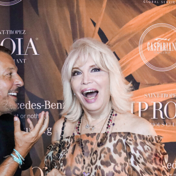 Jean Roch et Amanda Lear - Les people font la fête à la Gioia à Saint-Tropez. Eté 2020. © Arthur Wilhelm via Bestimage