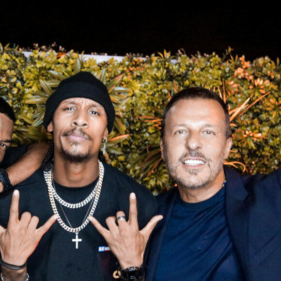 Jon Rocca (dj), Laurent Bourgeois (Twins) et Jean Roch - Les people font la fête à la Gioia à Saint-Tropez. Eté 2020. © Arthur Wilhelm via Bestimage