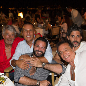 Exclusif - Robert Mimran, Jean-Roch, John Mamann, Félix Gray - Soirée Marcel Campion au restaurant La Bouillabaisse Plage de Saint-Tropez, France, le 7 août 2019. © Jack Tribeca / Bestimage