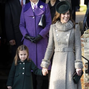 Princesse Charlotte, Kate Middleton, duchesse de Cambridge, lors de la messe de Noël en l'église Sainte-Marie-Madeleine à Sandringham au Royaume-Uni, le 25 décembre 2019. 