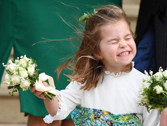 Info - La princesse Charlotte de Cambridge fête ses 5 ans - Theodora Williams, la fille de Robbie Williams - Sorties après la cérémonie de mariage de la princesse Eugenie d'York et Jack Brooksbank en la chapelle Saint-George au château de Windsor le 12 octobre 2018. 