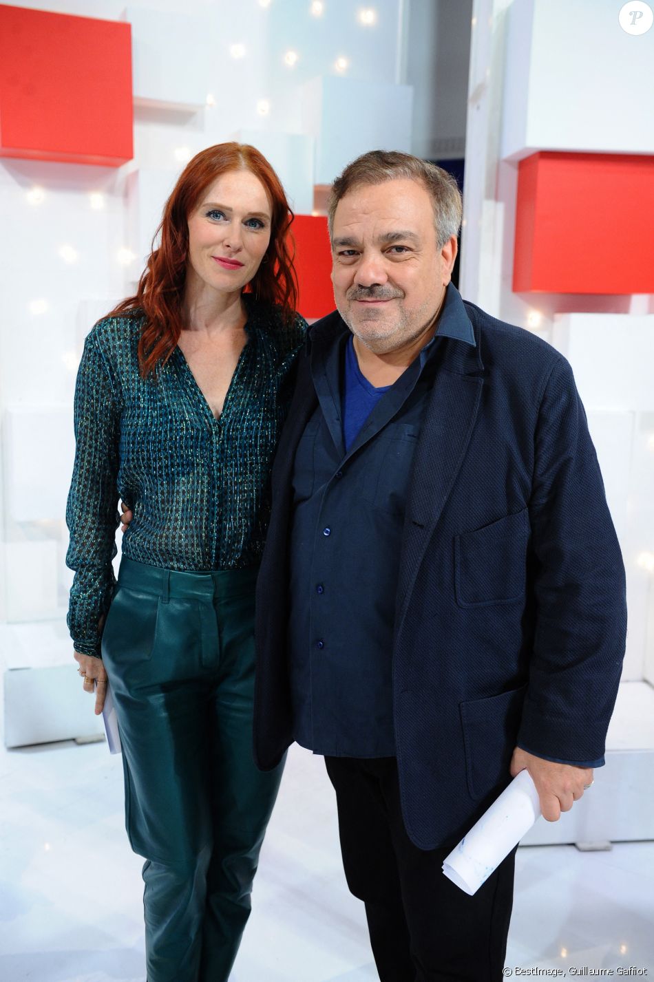 Exclusif - Audrey Fleurot et Didier Bourdon - Enregistrement de l'émission ' Vivement Dimanche ' au studio Gabriel, le 9 septembre 2019. © Guillaume Gaffiot/Bestimage