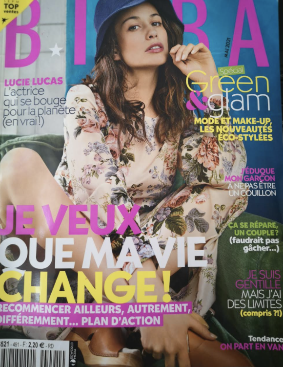 Lucie Lucas en couverture du magazine Biba, paru le 5 mai 2021