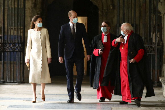 Le prince William, duc de Cambridge, et Catherine (Kate) Middleton, duchesse de Cambridge, lors d'une visite au centre de vaccination de l'abbaye de Westminster à Londres, Royaume Uni, le 23 mars 2021.