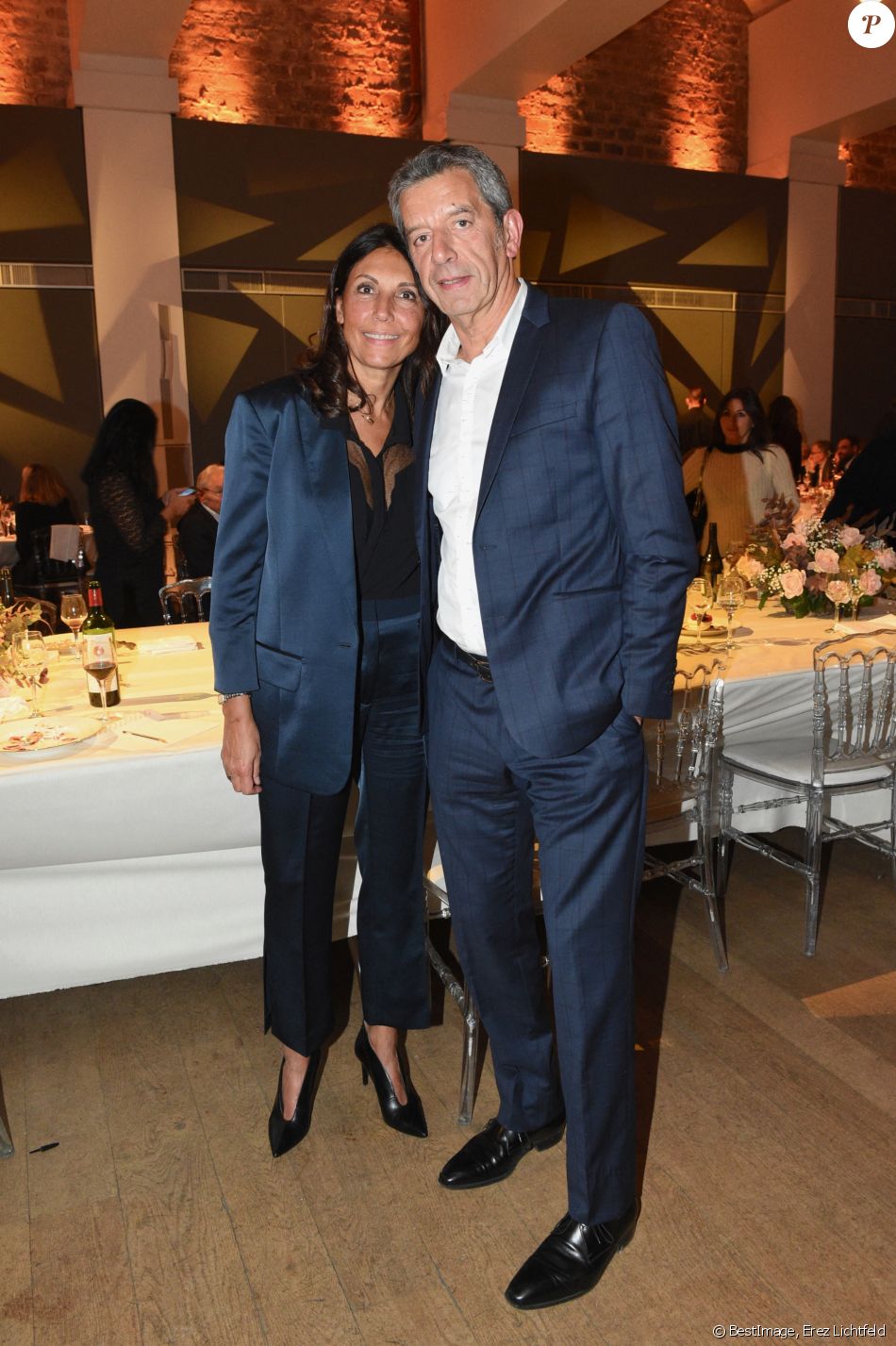 Exclusif - Michel Cymes et sa femme Nathalie - Gala annuel du "Casip-Cojasor" à l'Hôtel Salomon de Rothschild à Paris, le 12 novembre 2019. © Erez Lichtfeld/Bestimage