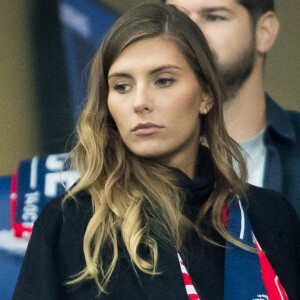 Camille Cerf (Miss France 2015) dans les tribunes lors du match de qualification pour l'Euro2020 "France - Turquie (1-1)" au Stade de France. Saint-Denis. © Cyril Moreau/Bestimage