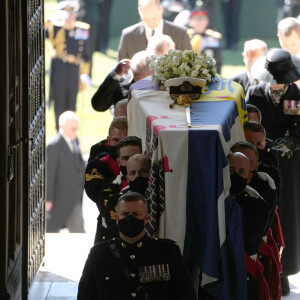 Funérailles du prince Philip, duc d'Edimbourg, à la chapelle Saint-Georges du château de Windsor. Royaume Uni, le 17 avril 2021.