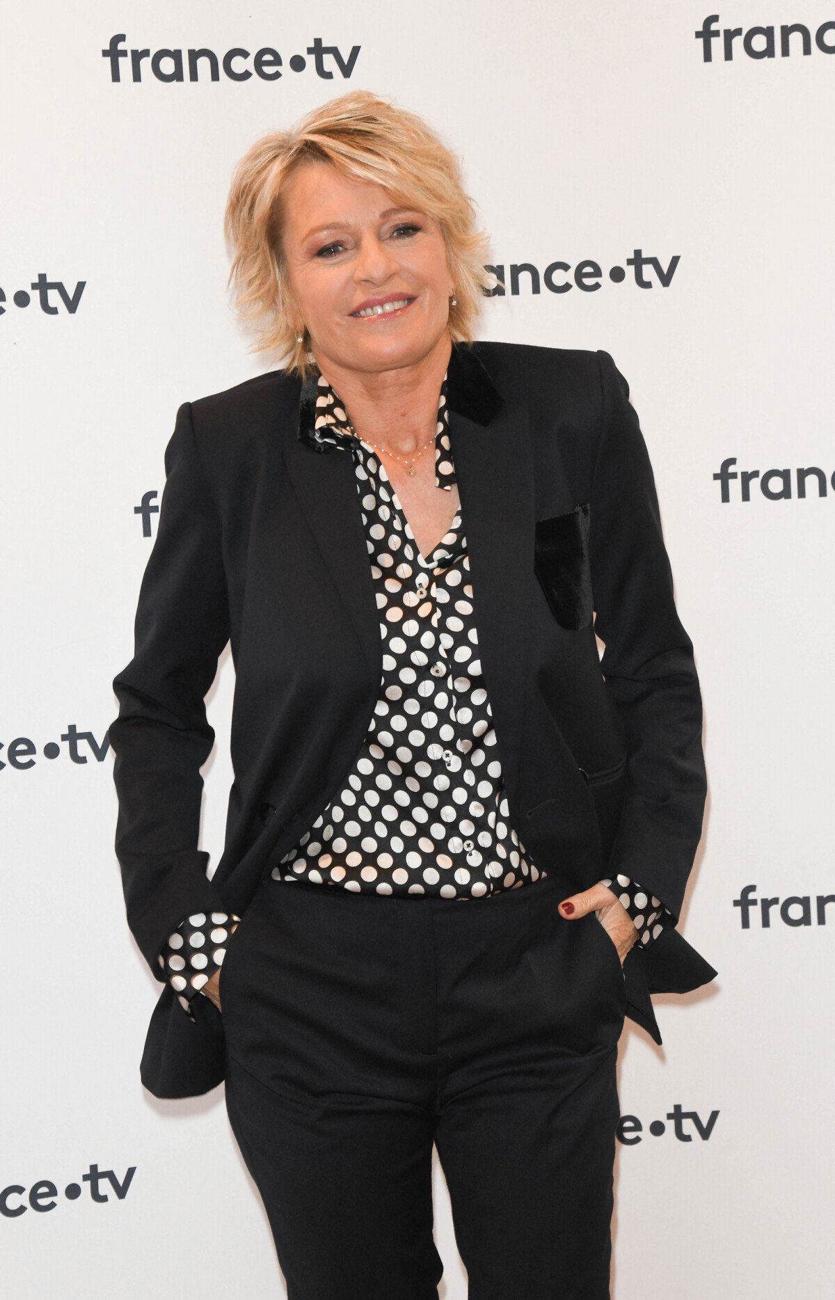 Photo : Sophie Davant - Conférence de presse du Téléthon 2019 dans les  locaux de France Télévision à Paris. Le 4 novembre 2019. © Coadic  Guirec/bestimage - Purepeople