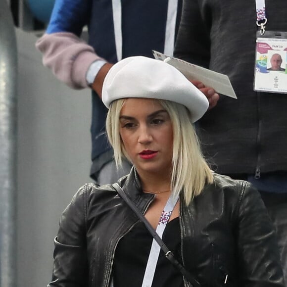 Erika Choperena dans les tribunes lors de la demi-finale de la coupe du monde opposant la France à la Belgique à Saint-Pétersbourg, le 10 juillet 2018 © Cyril Moreau/Bestimage