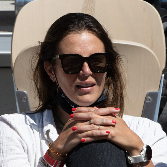 Laure Manaudou assiste au match opposant Benoit Paire au Norvégien Casper Ruud, pour le premier tour de Roland-Garros. Paris, le 31 mai 2021.