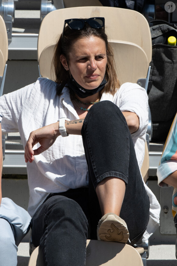 Laure Manaudou assiste au match opposant Benoit Paire au Norvégien Casper Ruud, pour le premier tour de Roland-Garros. Paris, le 31 mai 2021.