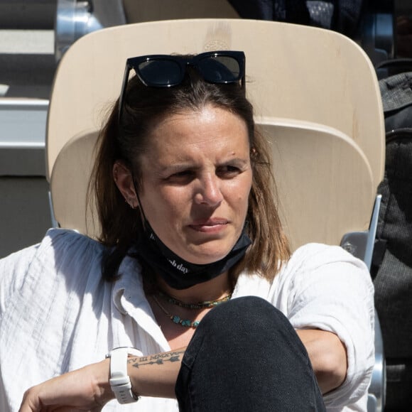 Laure Manaudou assiste au match opposant Benoit Paire au Norvégien Casper Ruud, pour le premier tour de Roland-Garros. Paris, le 31 mai 2021.