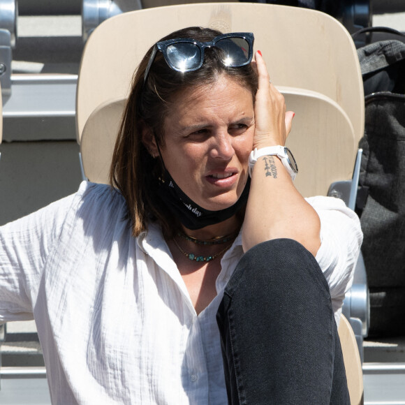 Laure Manaudou assiste au match opposant Benoit Paire au Norvégien Casper Ruud, pour le premier tour de Roland-Garros. Paris, le 31 mai 2021.