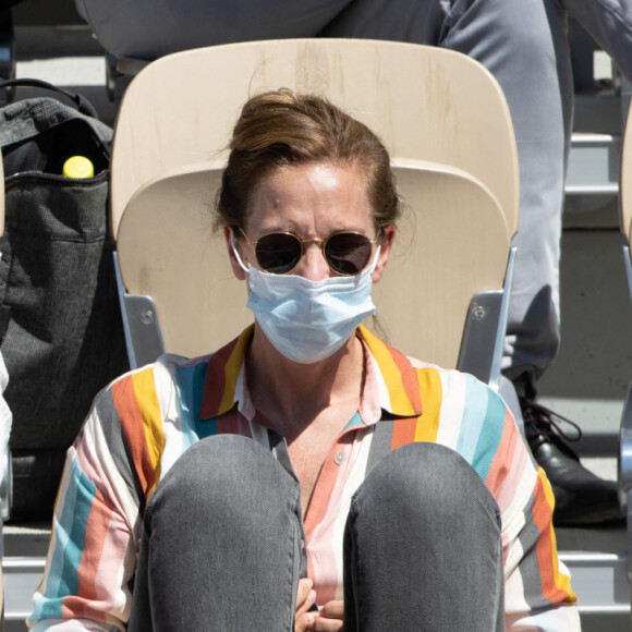 Laure Manaudou assiste au match opposant Benoit Paire au Norvégien Casper Ruud, pour le premier tour de Roland-Garros. Paris, le 31 mai 2021.