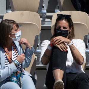 Laure Manaudou assiste au match opposant Benoit Paire au Norvégien Casper Ruud, pour le premier tour de Roland-Garros. Paris, le 31 mai 2021.