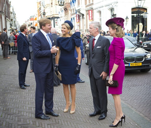 Le roi Willem-Alexander, la reine Maxima, le roi Philippe, la reine Mathilde - Le roi Philippe et la reine Mathilde de Belgique sont recus par le roi Willem-Alexander et la reine Maxima des Pays-Bas au Palais de Noordeinde a La Haye, le 8 Novembre 2013