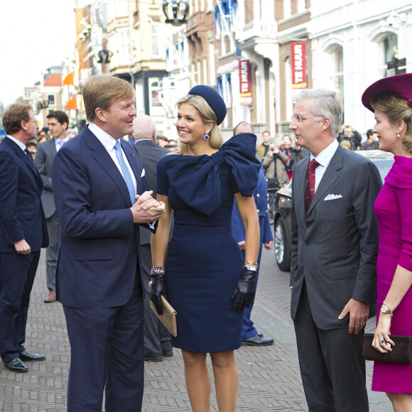 Le roi Willem-Alexander, la reine Maxima, le roi Philippe, la reine Mathilde - Le roi Philippe et la reine Mathilde de Belgique sont recus par le roi Willem-Alexander et la reine Maxima des Pays-Bas au Palais de Noordeinde a La Haye, le 8 Novembre 2013