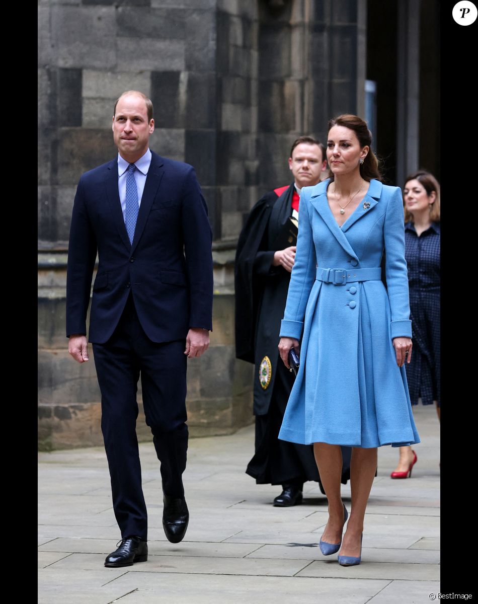 Le prince William, duc de Cambridge, et Kate Middleton, duchesse de Cambridge, arrivent pour la cérémonie de clôture de l'Assemblée générale de l'Église d'Écosse, à la salle de l'Assemblée à Édimbourg, Ecosse, Royaume Uni, le 27 mai 2021.