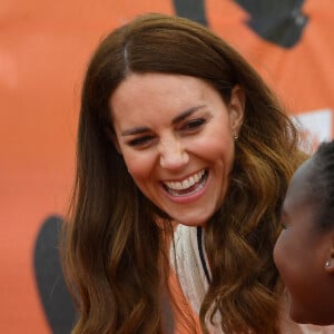 Kate Middleton, duchesse de Cambridge, rend visite aux jeunes de la Lawn Tennis Association à Édimbourg, Ecosse, Royaume Uni, le 27 mai 2021.
