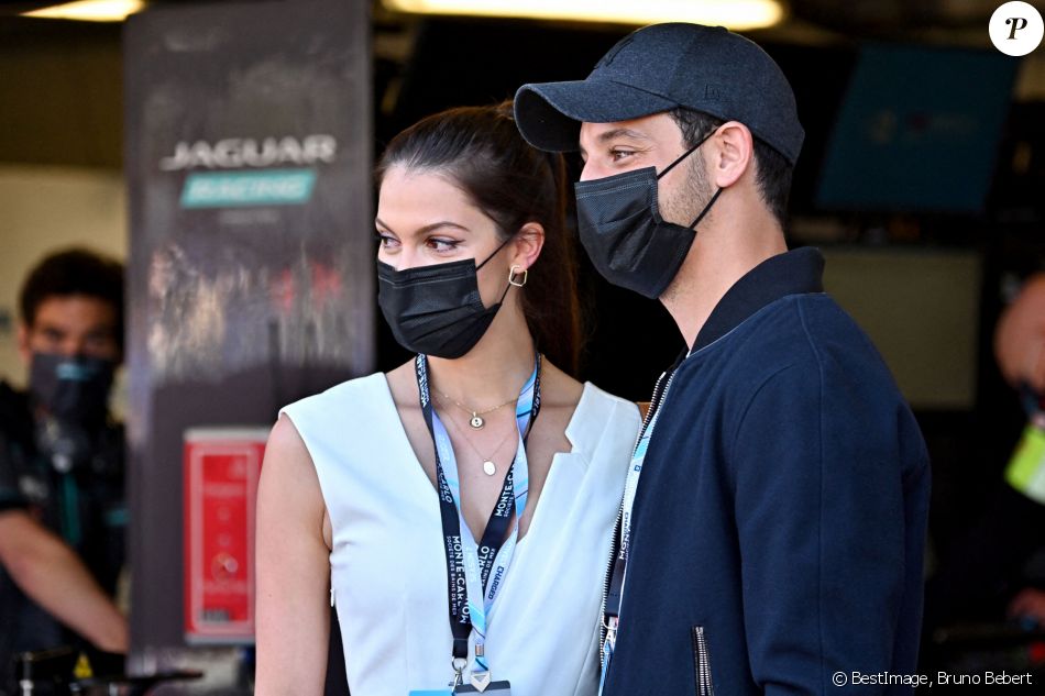 Iris Mittenaere et son compagnon Diego El Glaoui - People lors de la 4ème édition du E-Prix De Monaco 2021 le 8 mai 2021 © Bruno Bebert / Bestimage