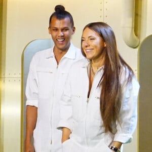 Le chanteur Stromae, sa femme Coralie Barbier (styliste) et son frère Luc Junior Tam (directeur artistique) sont venus présenter au Bon Marché la 5 ème collection de vêtements de leur marque Moseart.