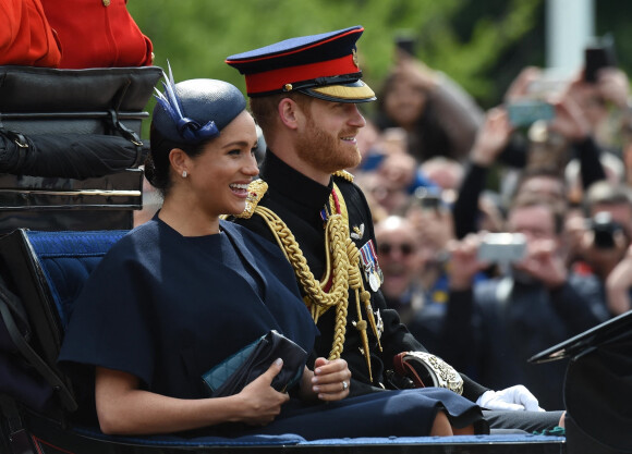 Le prince Harry, duc de Sussex, et Meghan Markle, duchesse de Sussex - La parade Trooping the Colour 2019, célébrant le 93ème anniversaire de la reine Elisabeth II, au palais de Buckingham, Londres, le 8 juin 2019.